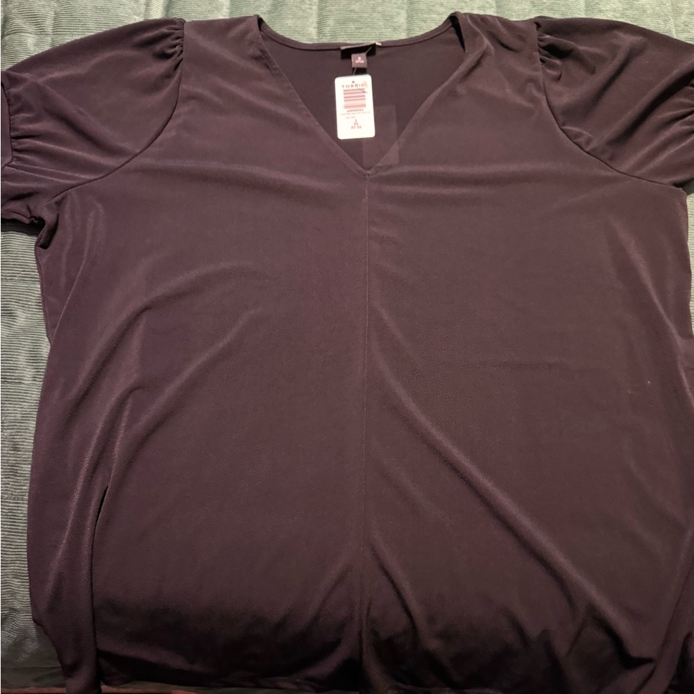Torrid Deep Black V-Neck Short Sleeve Top